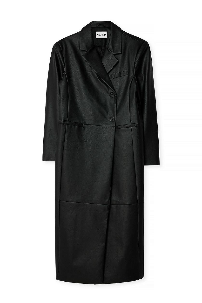 Oversized PU Seam Detail Coat Product Image