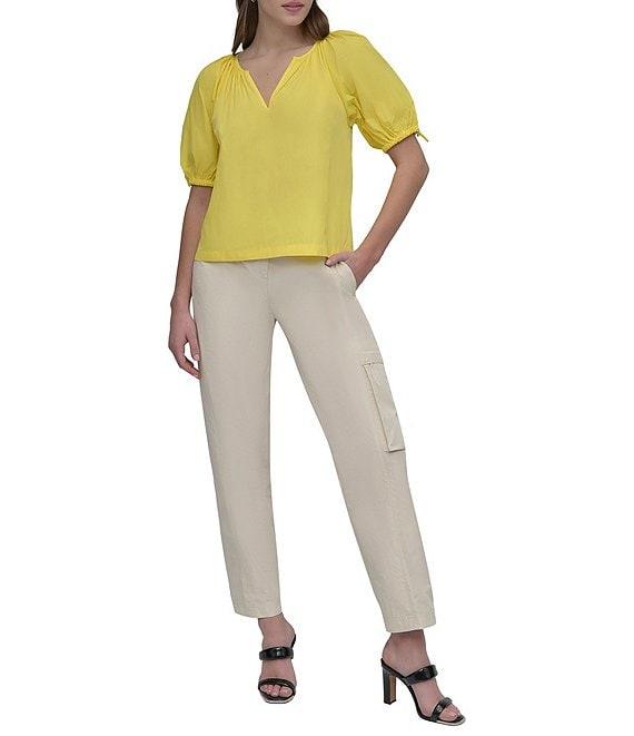 DKNY by Donna Karan V-Neck Bungee Sleeve Top Product Image