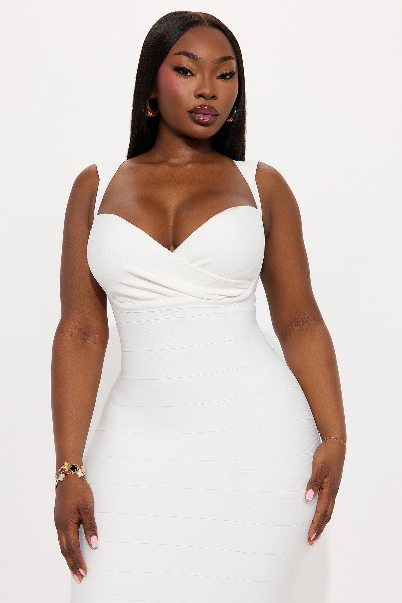 Tori Surplice Bandage Midi Dress - White Female Product Image