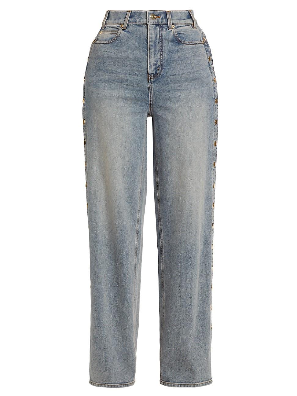 Womens Stassia Side-Snap Straight Jeans Product Image