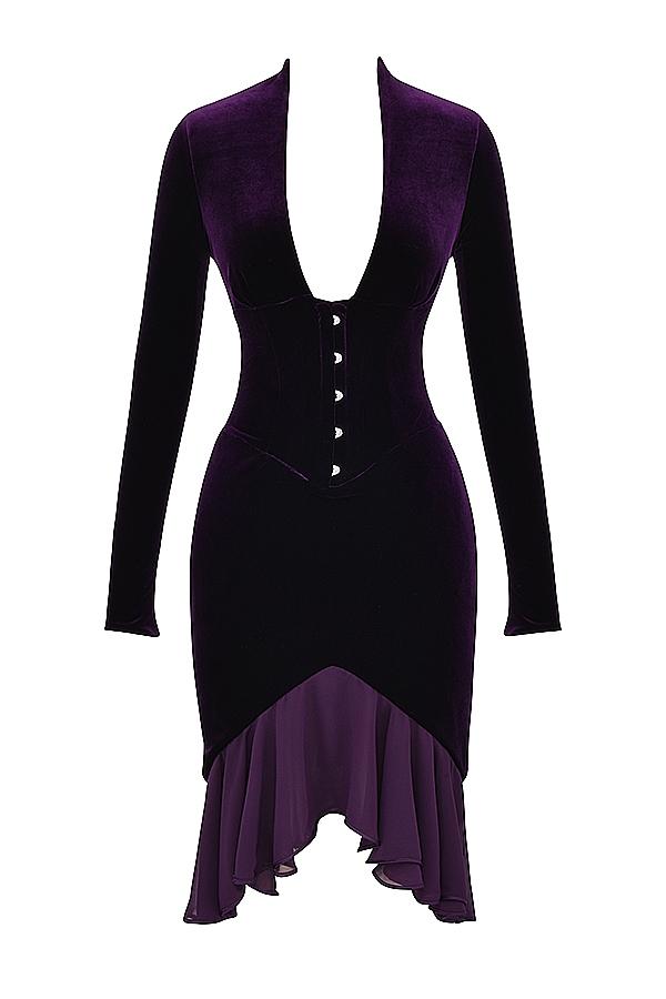 Dahna  dark purple velvet corset dress Product Image