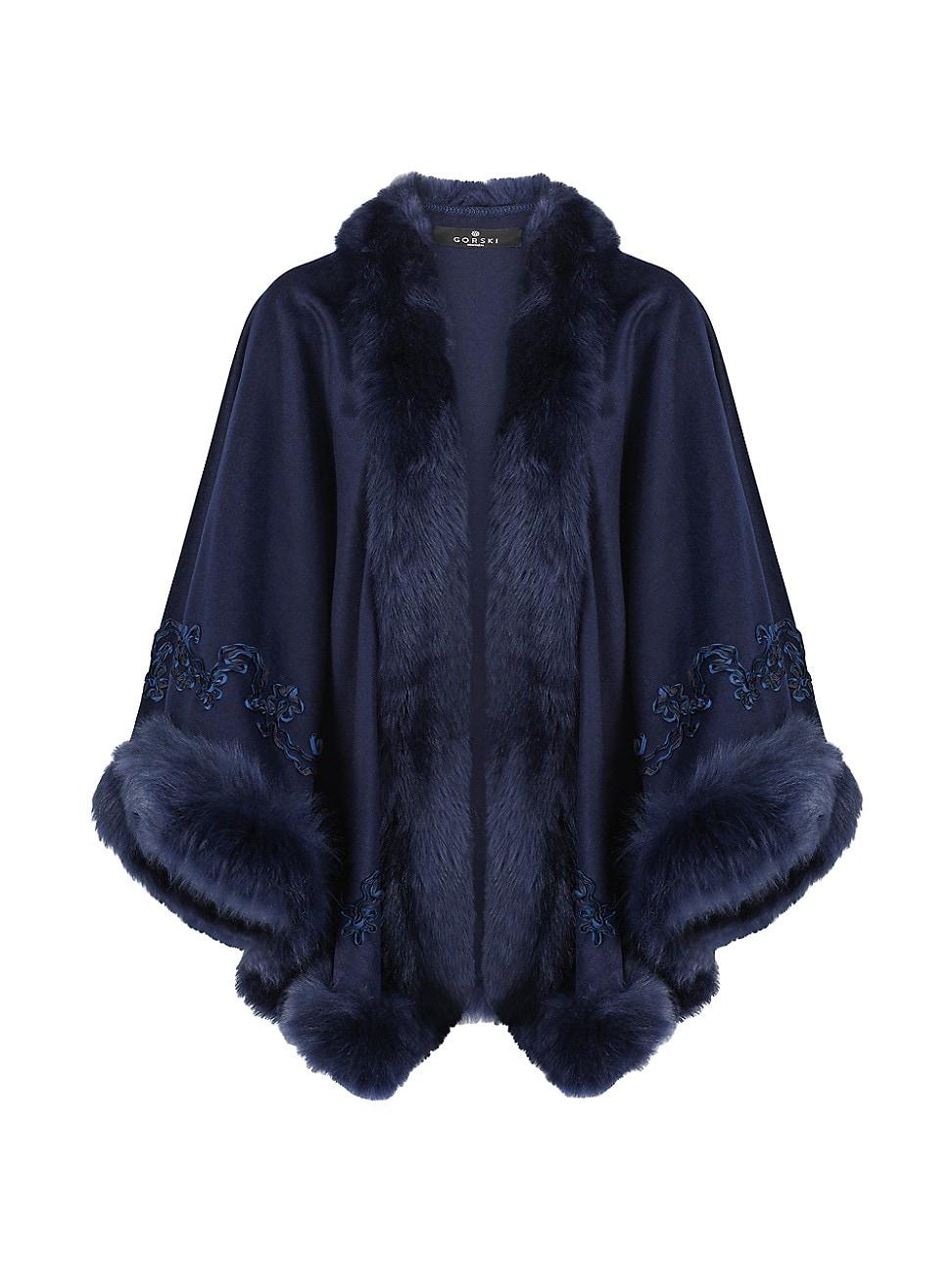 Womens Embroidered Wool and Cashmere Cape Product Image