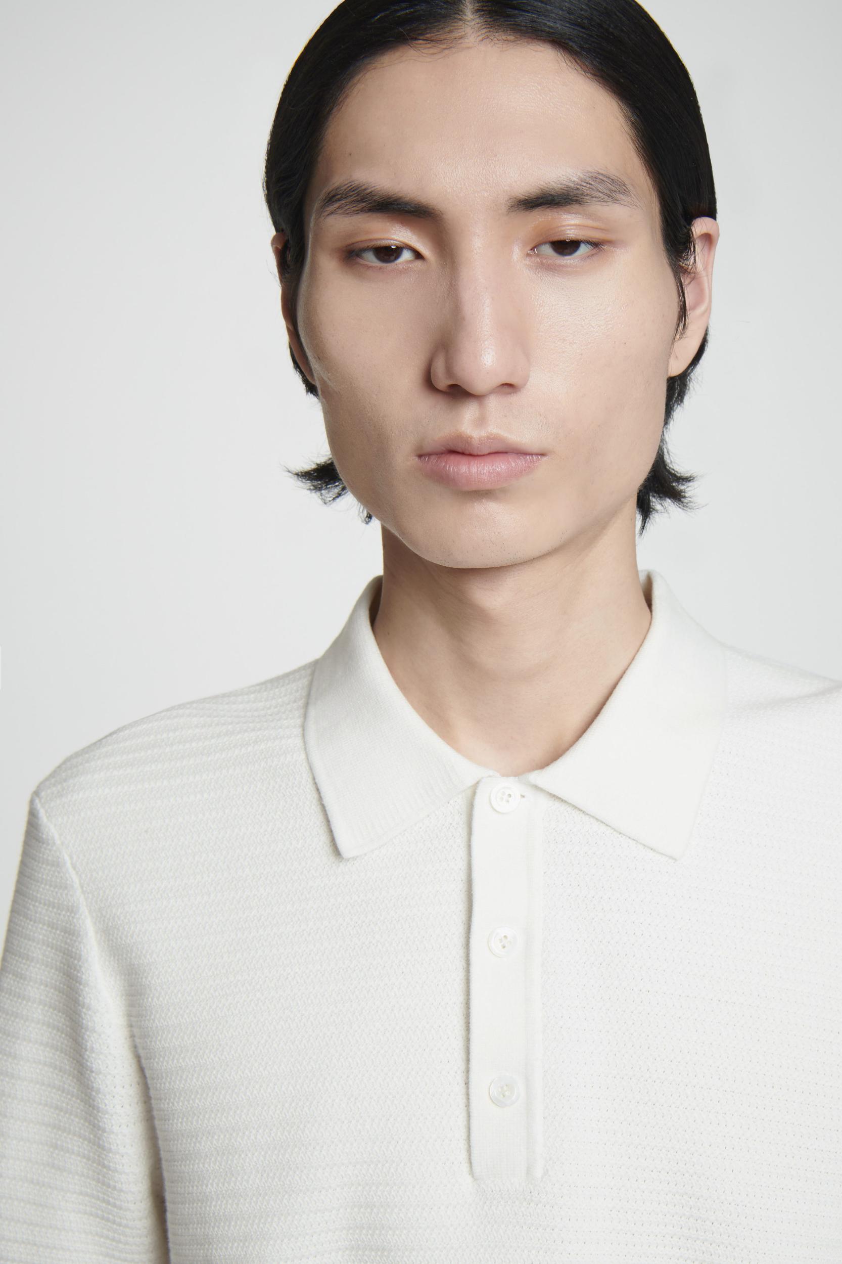 TEXTURED KNITTED COTTON POLO SHIRT Product Image