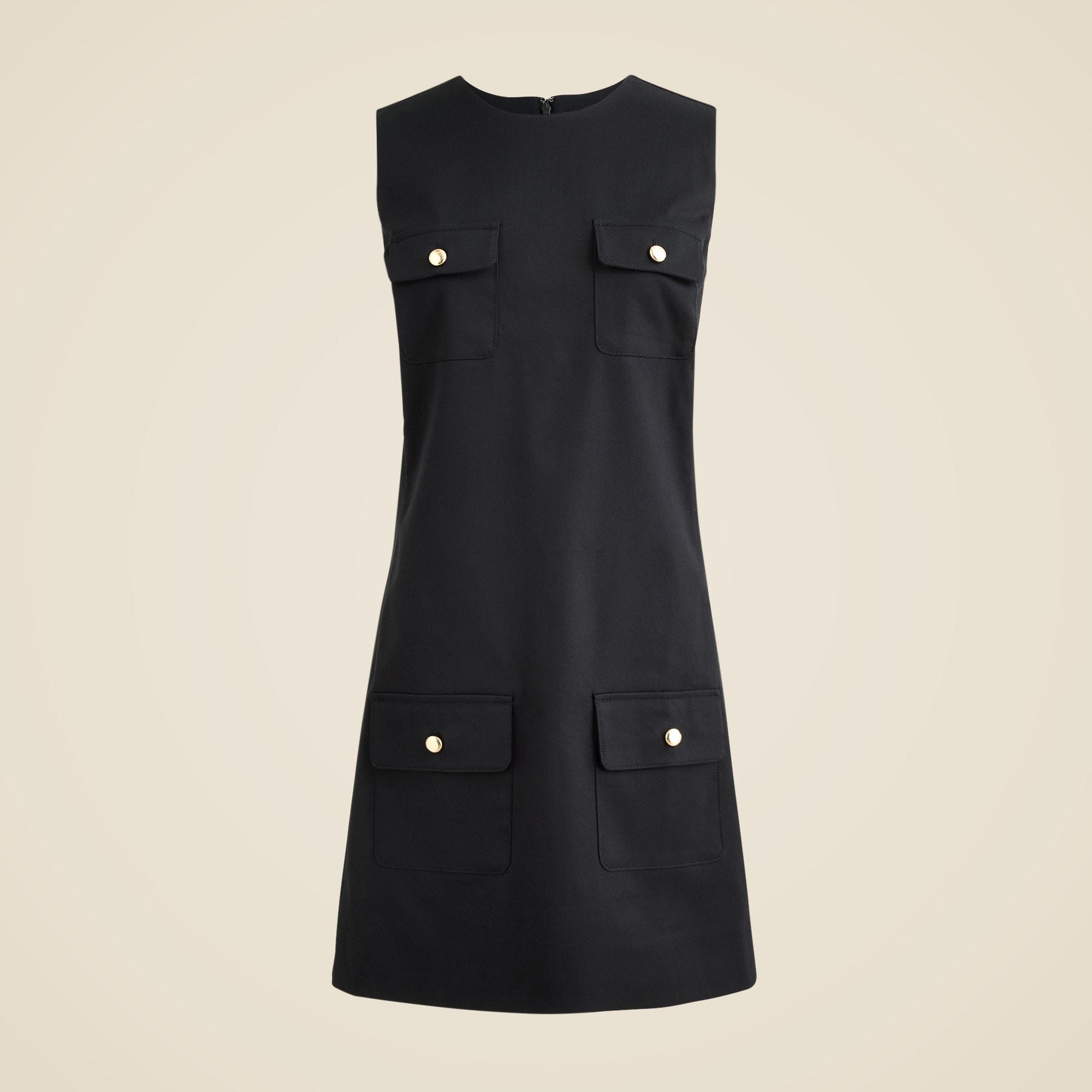 Patch-pocket shift dress in stretch chino Product Image