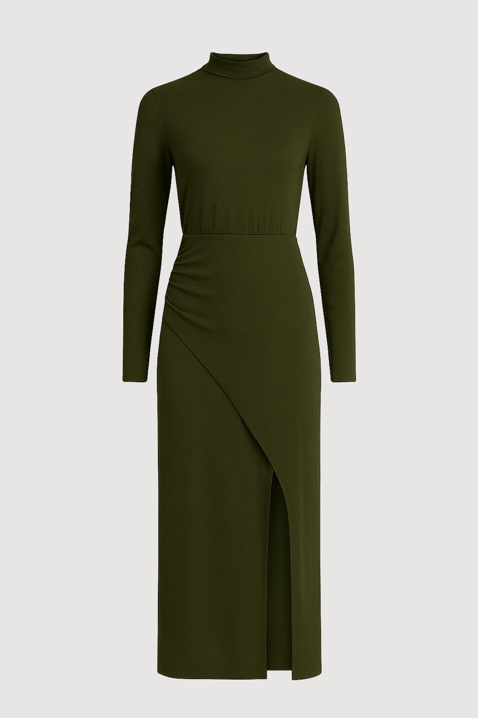 Suki Mock-Neck Side-Slit Dress Product Image