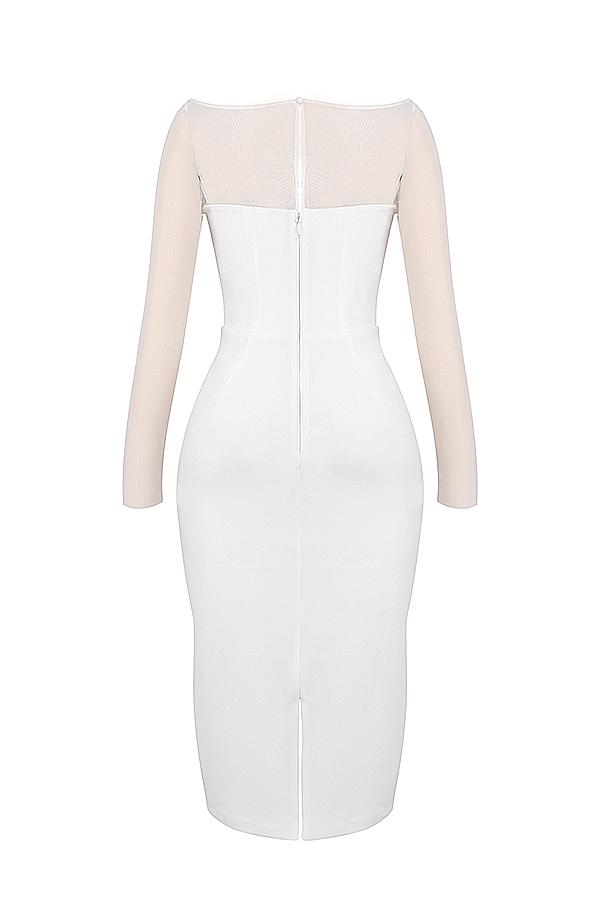 Yasmin  white plunge midi dress - sale Product Image