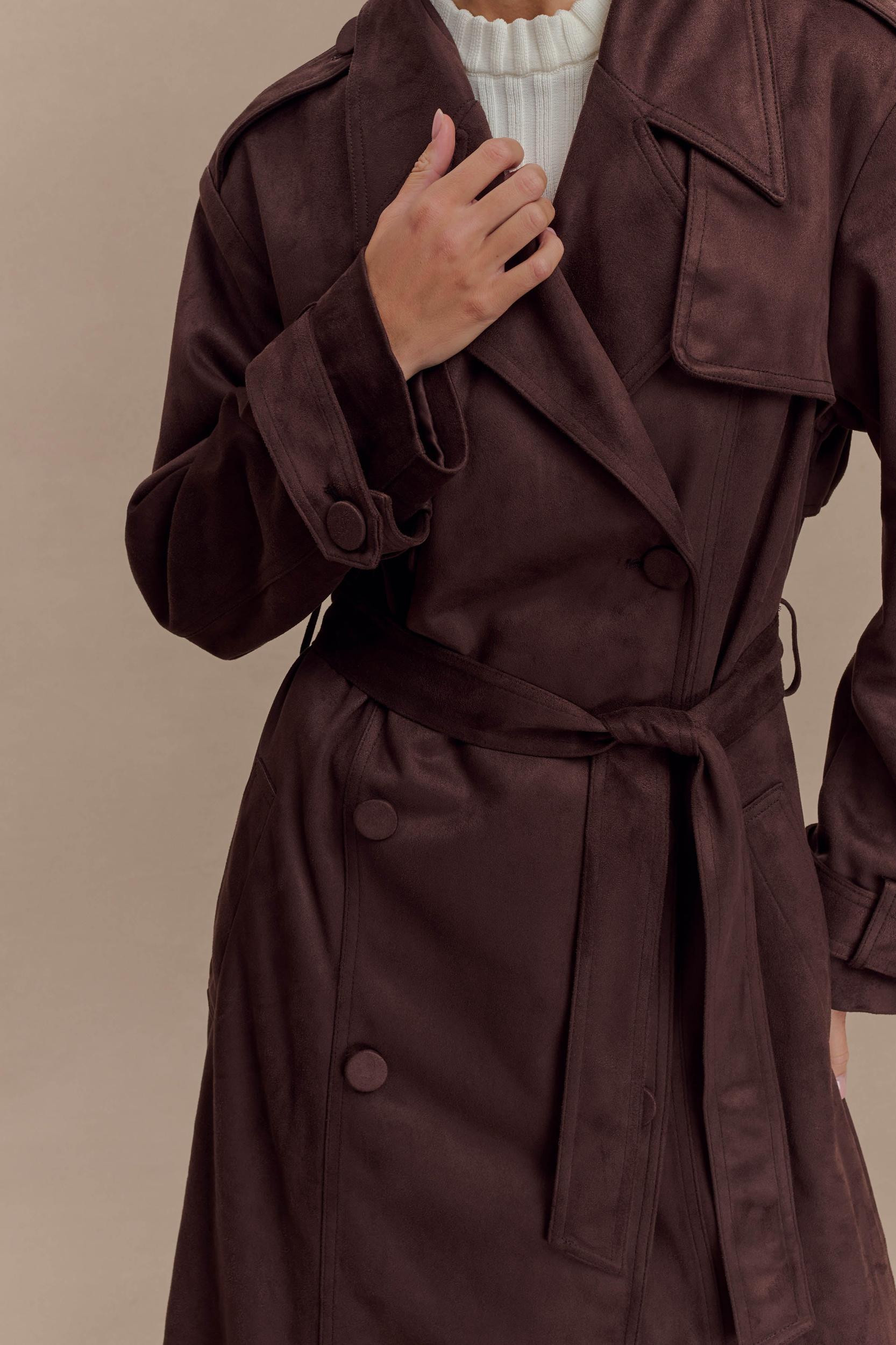 Marc Faux Suede Coat - Cocoa Chocolate Product Image