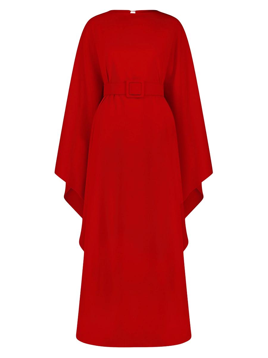 Womens Crepe Belted Shawl Gown Product Image