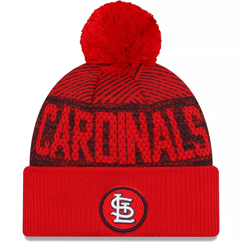 Men's New Era Red St. Louis Cardinals Authentic Collection Sport Cuffed Knit Hat with Pom Product Image
