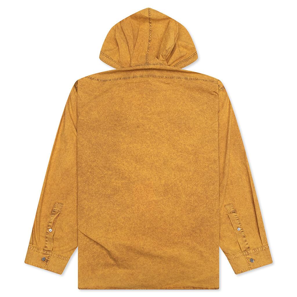 Garment Dyed Hooded Button Up Shirt Fn-Mn-Shir000861 - Yellow/Brown Male Product Image