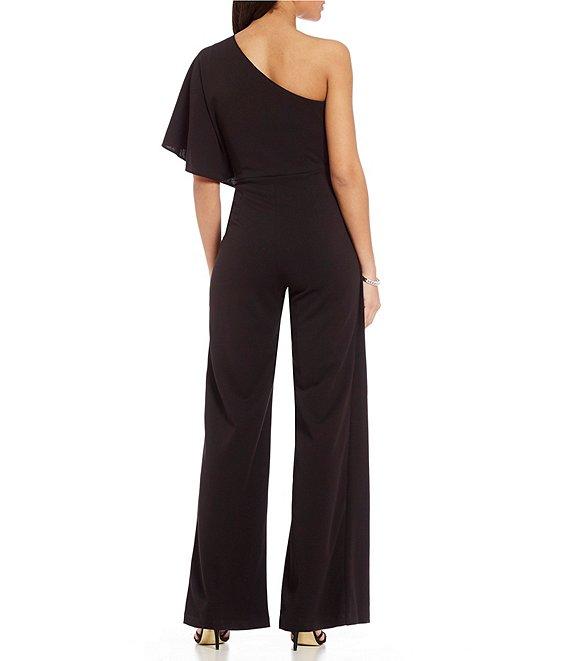 Adrianna Papell Stretch One Shoulder Short Flutter Sleeve Jumpsuit Product Image