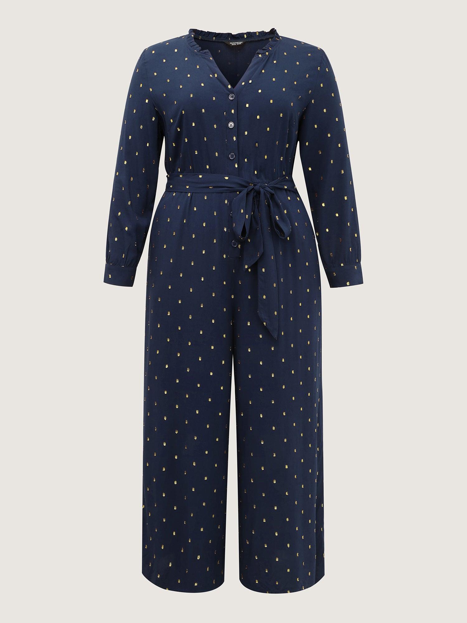 Supersoft Jacquard Dots Belted Jumpsuit Female Product Image