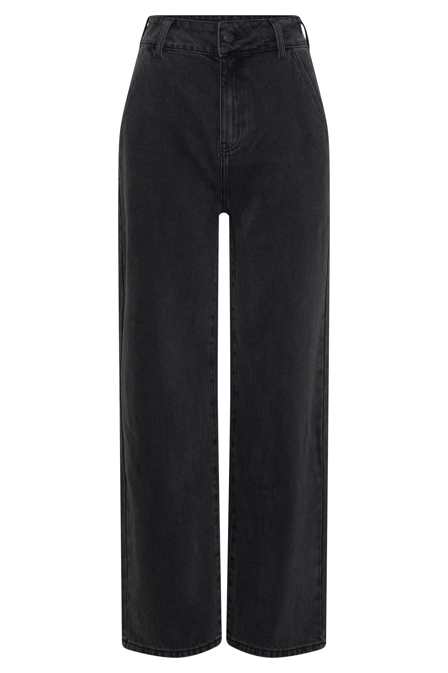 Roxy Wide Leg High Waist Denim Jeans - Washed Black Product Image