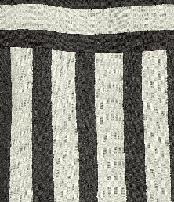 Mo Maya Stripe Print Notch Collar Short Sleeve Coordinating Button Front Shirt Product Image