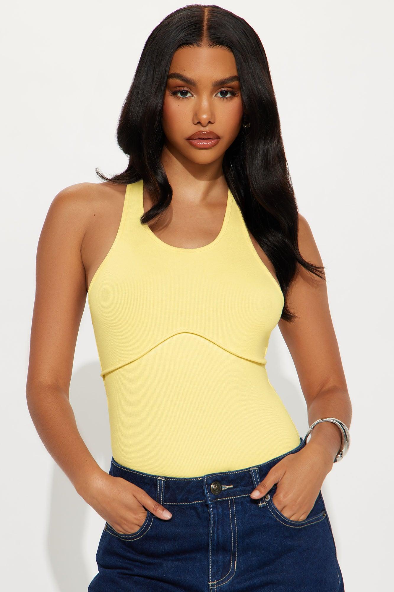 Arizona Ribbed Racerback Bodysuit - Butter Yellow Female Product Image