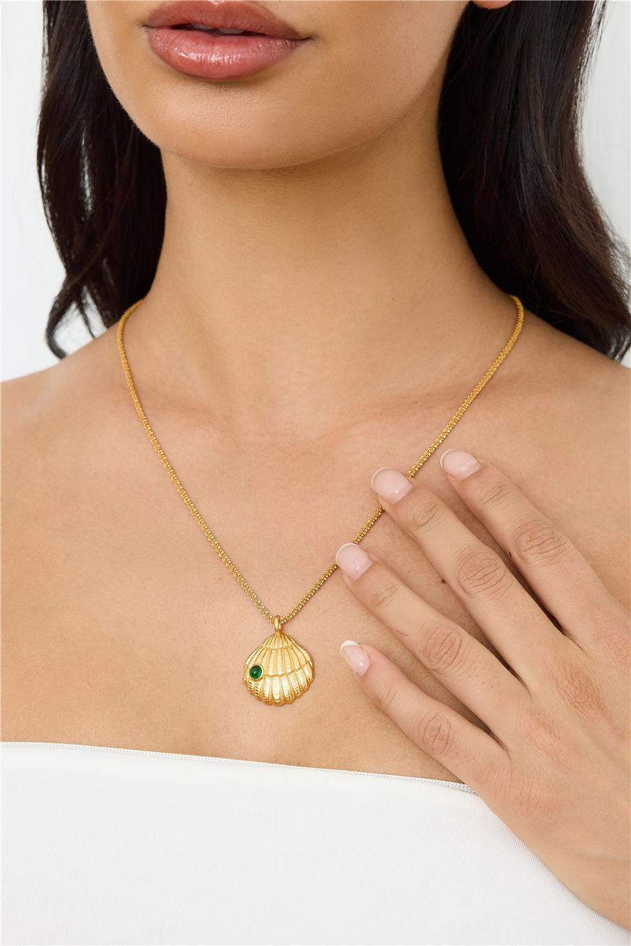 18k Gold Plated Shell Dance Necklace Gold Product Image
