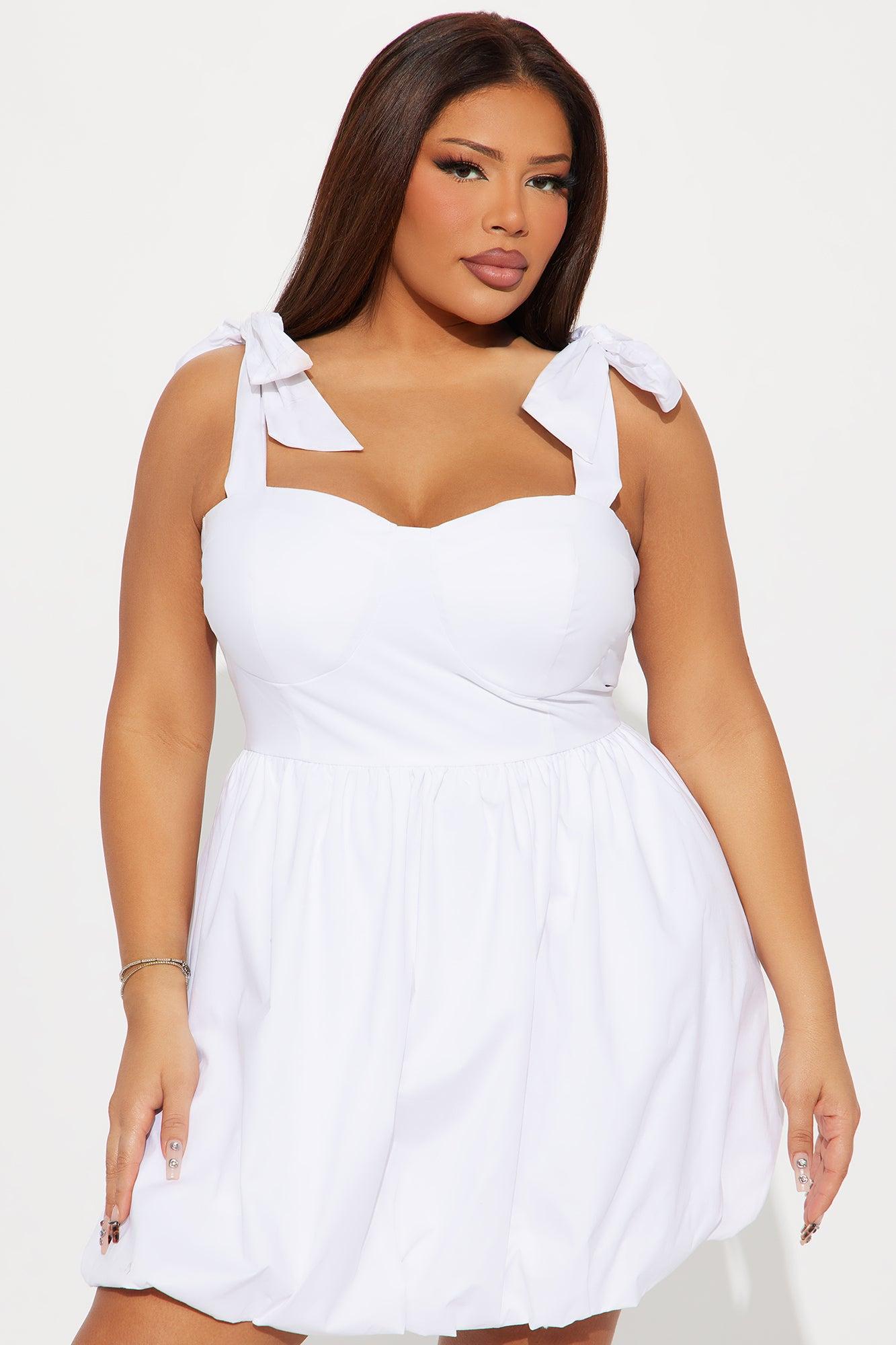 Arielle Bubble Mini Dress - White Product Image