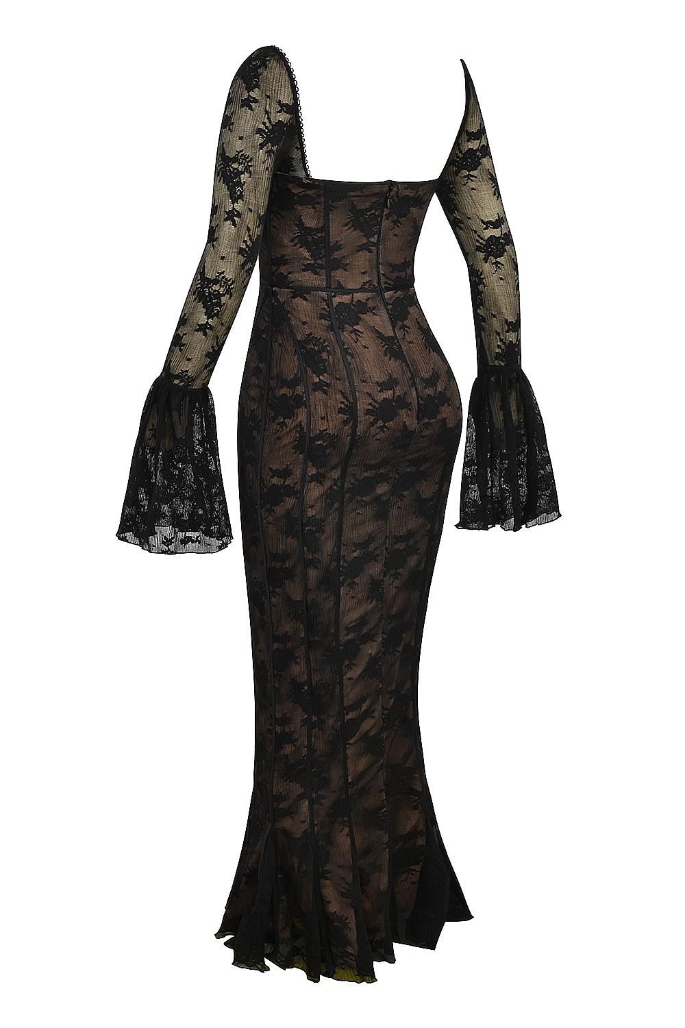 Delilah  black long sleeve lace maxi dress Product Image