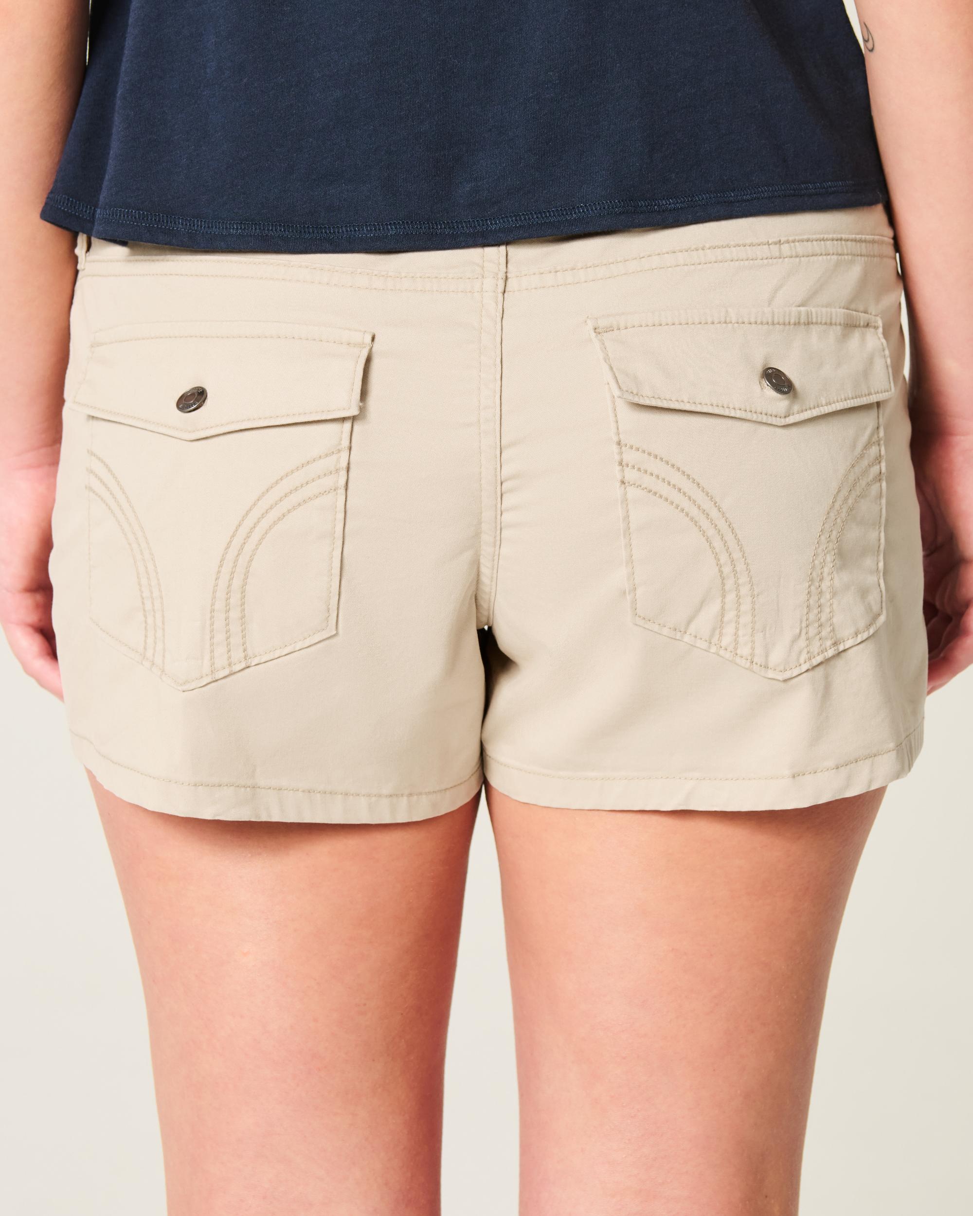 Ultra Low-Rise Khaki Twill Mini Shorts Product Image