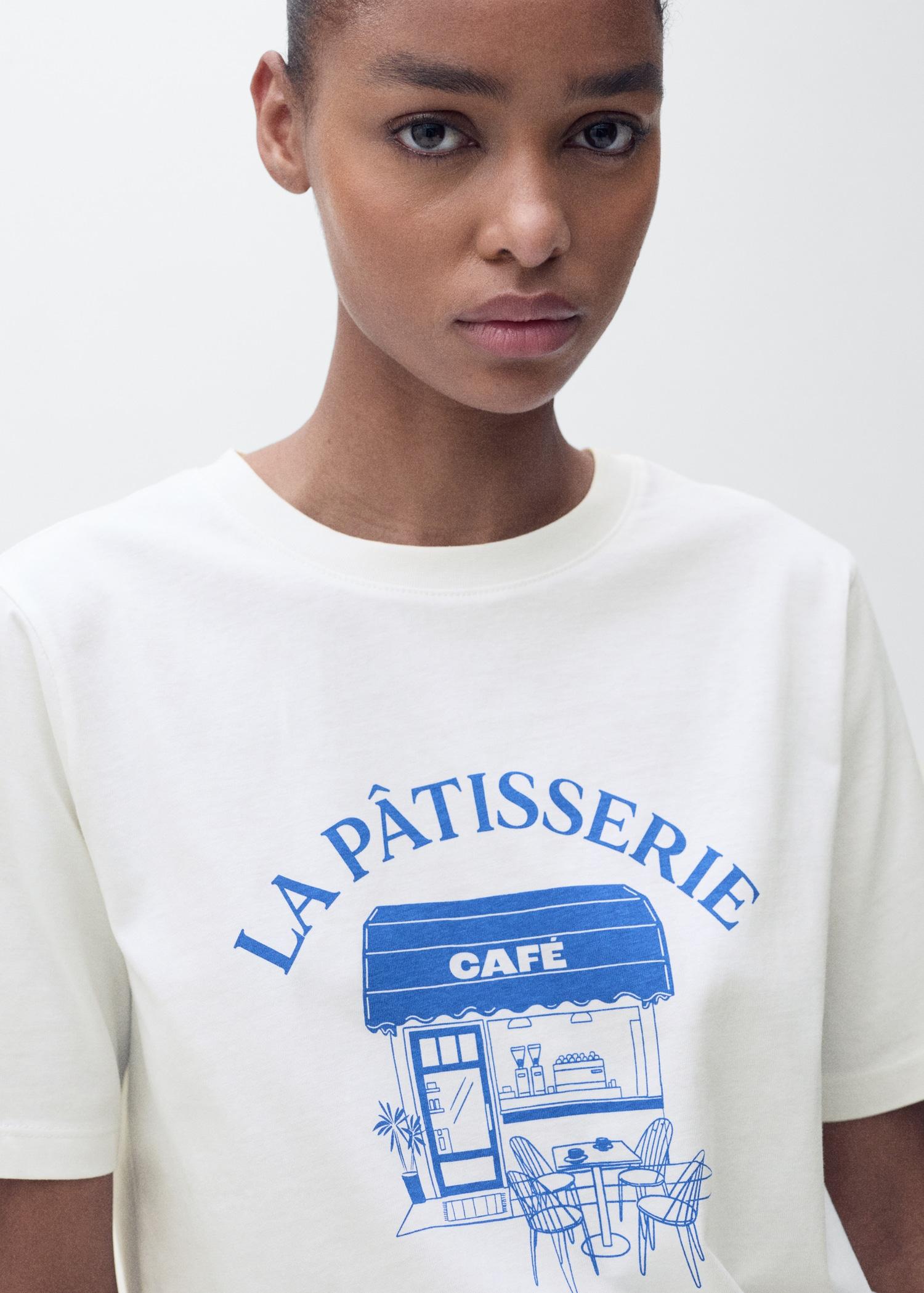 Short-sleeved printed t-shirt - Women | MANGO USA Product Image