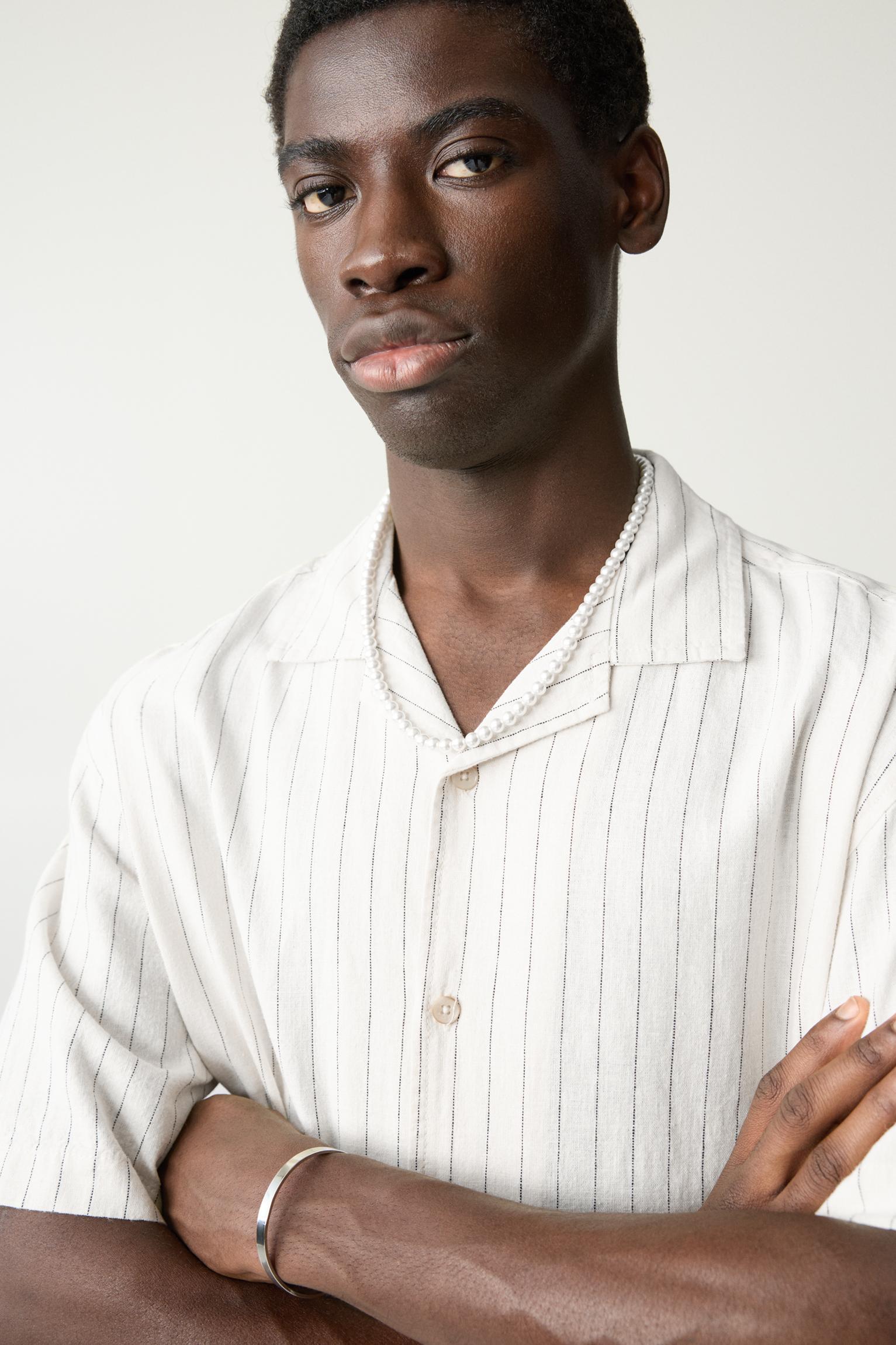 Striped linen blend shirt Product Image