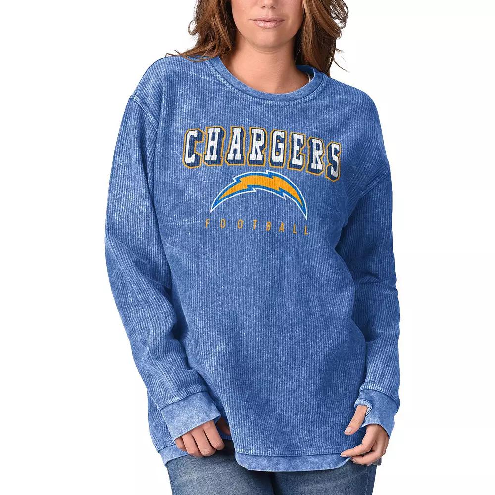 Women's G-III 4Her by Carl Banks Powder Blue Los Angeles Chargers Comfy Cord Pullover Sweatshirt, Size: Medium, Light Product Image
