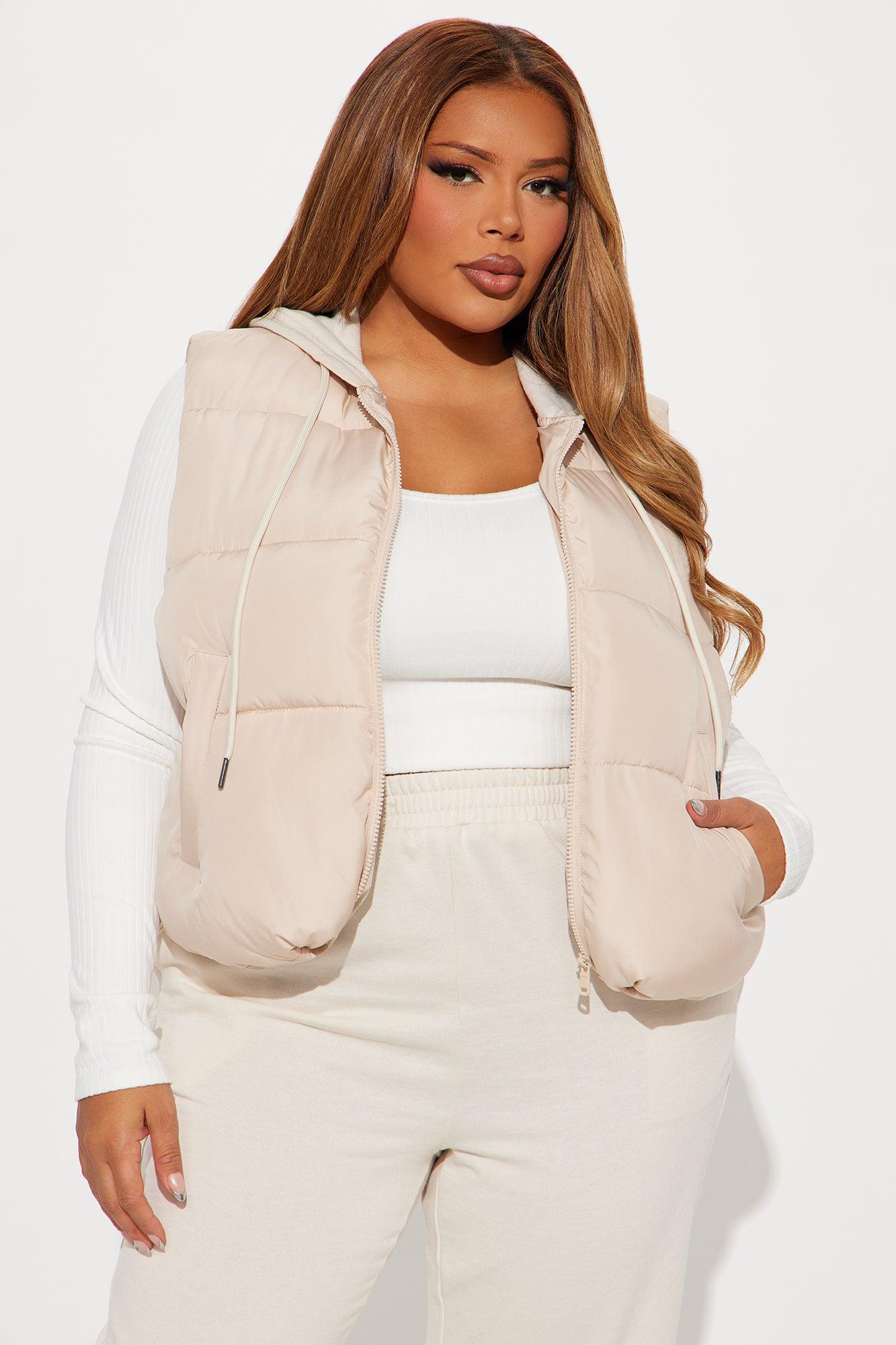 Out And About Puffer Vest Set - Taupe/combo Product Image