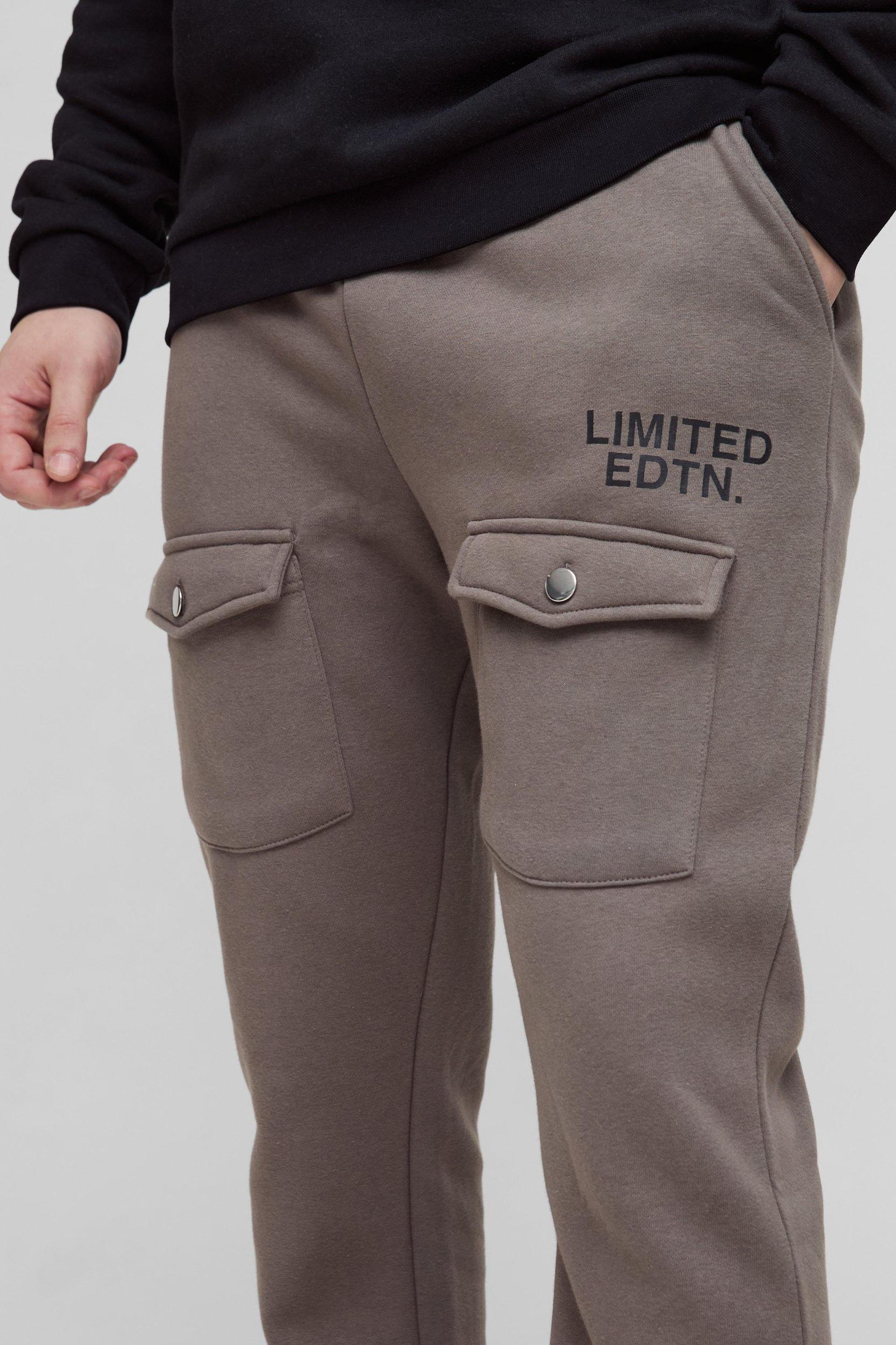Tall Limited Slim Flare Cargo Gusset Sweatpants | boohooMAN USA Product Image