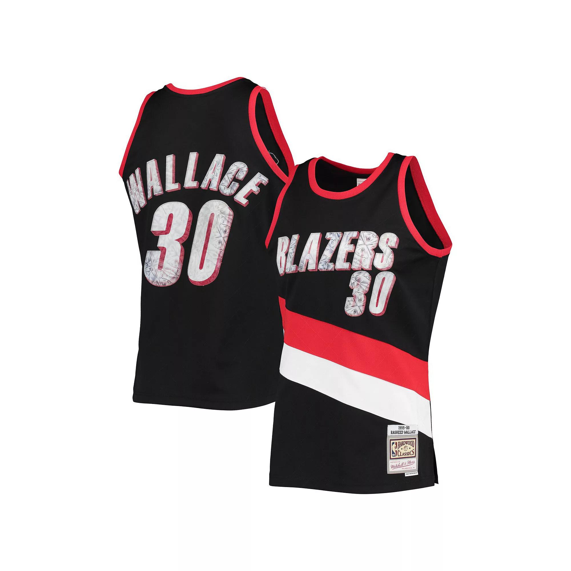 Men's Mitchell & Ness Rasheed Wallace Black Portland Trail Blazers 1999-00 Hardwood Classics 75th Anniversary Diamond Swingman Jersey, Size: Small Product Image