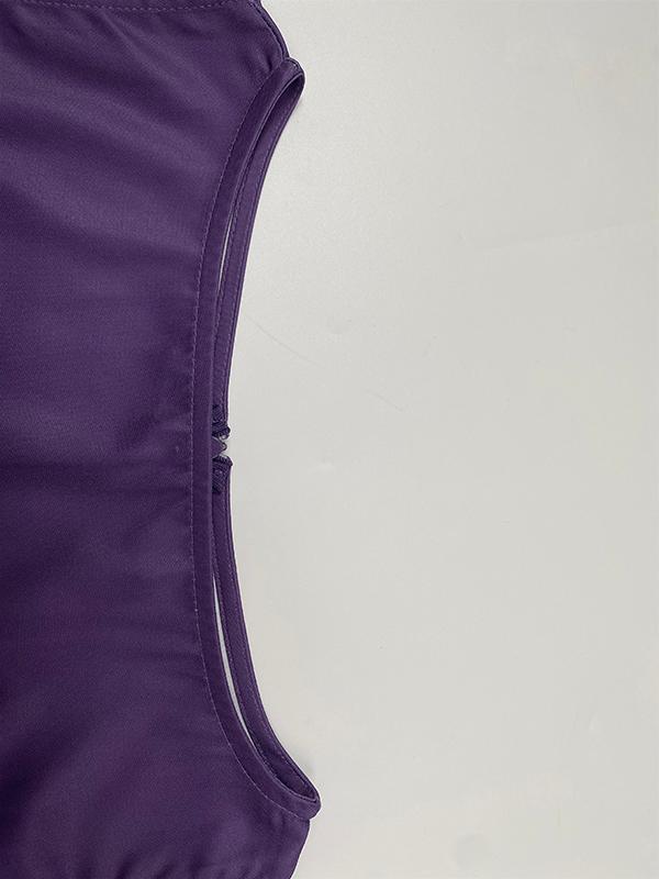 Loose Sleeveless Contrast Color Round-Neck Maxi Dresses Product Image