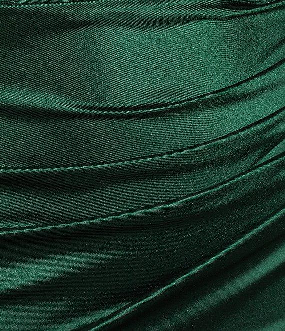 Honey and Rosie Sateen V-Neck Sleeveless Lace Up Back Pleated Dress Product Image