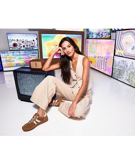 Steve Madden Selene Stripe V-Neck Sleeveless Button Down Denim Vest Product Image