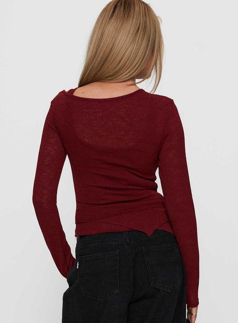 Lefort Long Sleeve Top Burgundy Product Image
