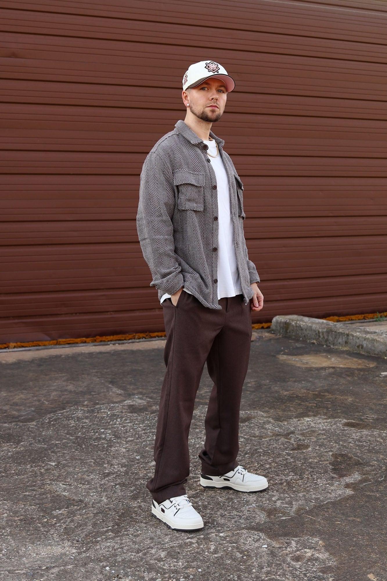 Keystone Herringbone Button Up Shirt - Brown Combo Product Image