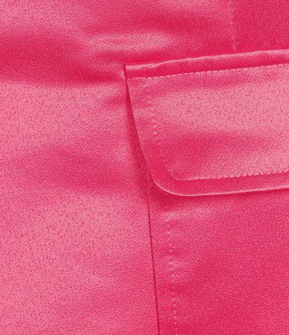 Trina Turk Satin High Neck Sleeveless Vertical Seam Front Patch Pocket Guinevere Dress Product Image