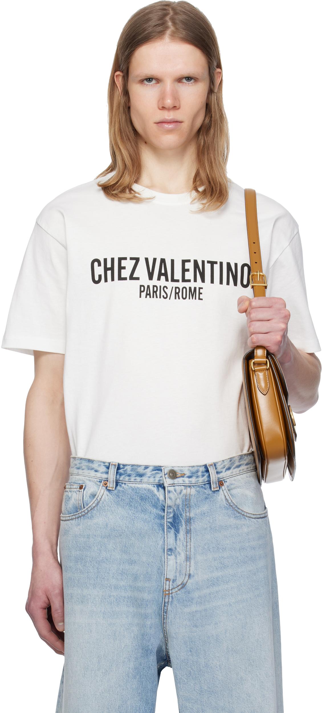 VALENTINO Cotton Crew Neck T-shirt With Graphic Print In White Product Image