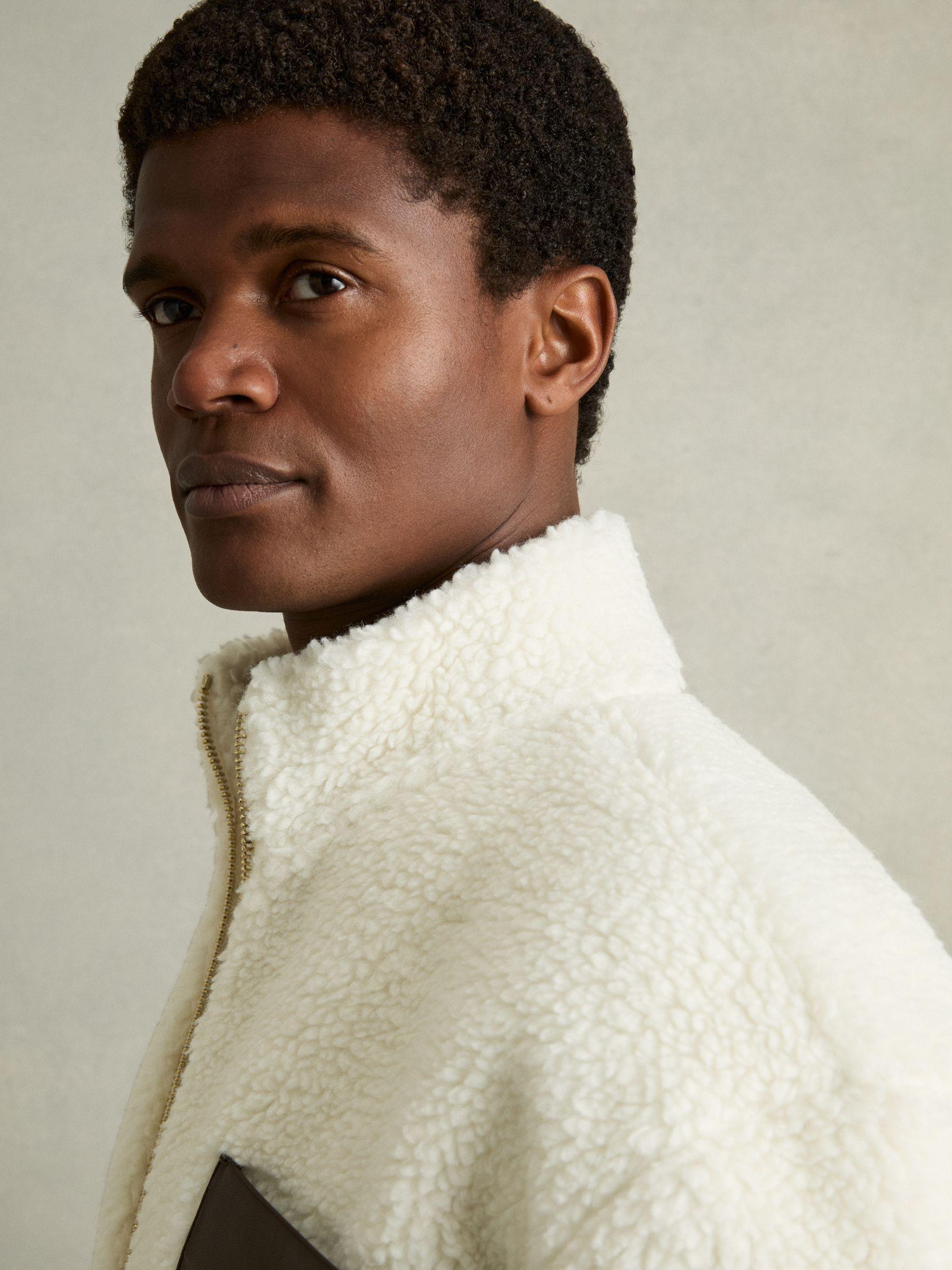 Fleece Zip-Through Jacket in Ecru Product Image