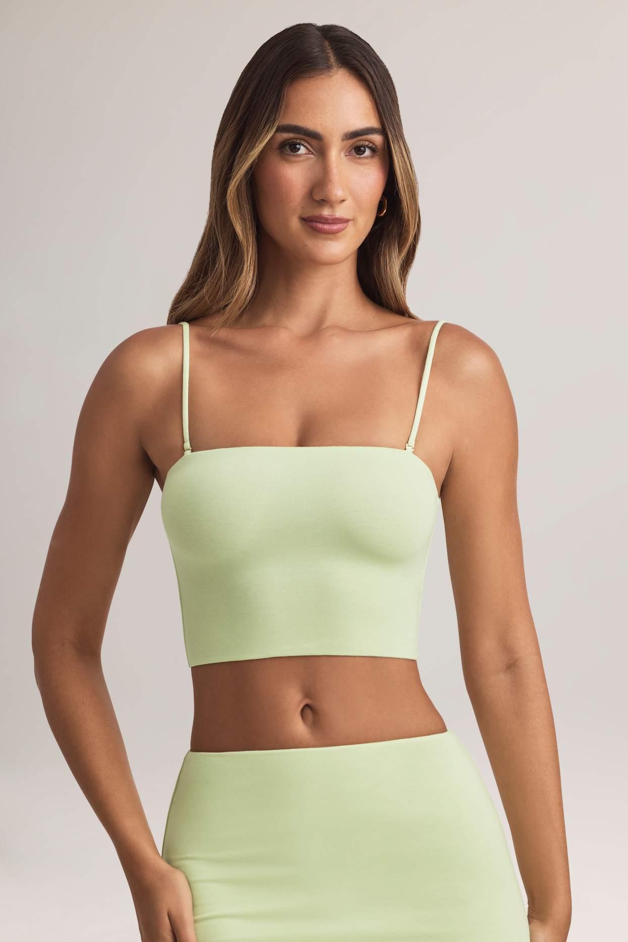 Modal Strapless Crop Top in Sage Green Product Image