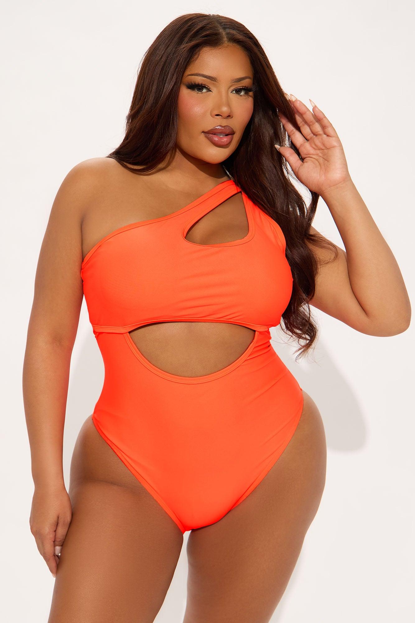 Nicole One Shoulder Cutout 1 Piece Swimsuit - Orange Product Image