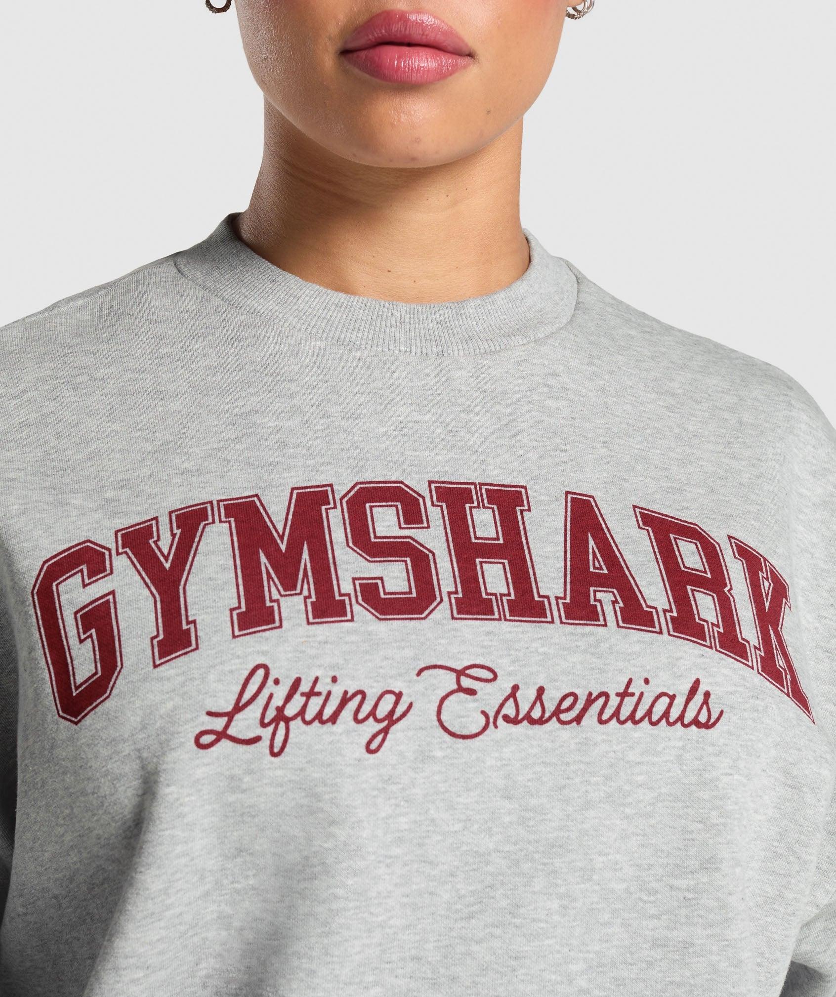 Gymshark Lifting Essentials Graphic Brushed Oversized Sweatshirt - Light Grey Core Marl Female Product Image