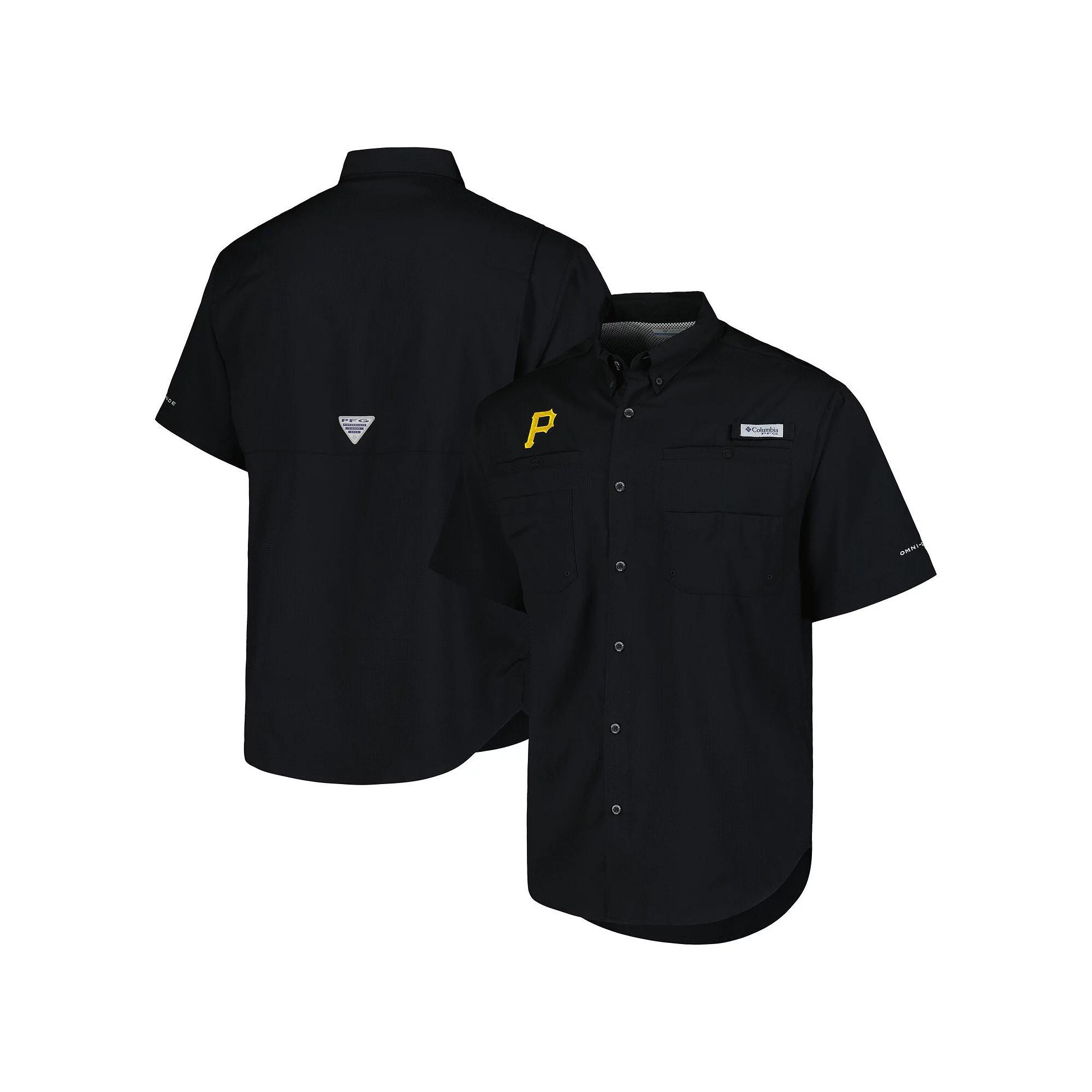 Men's Columbia Black Pittsburgh Pirates Tamiami Omni-Shade Button-Down Shirt, Size: Small Product Image