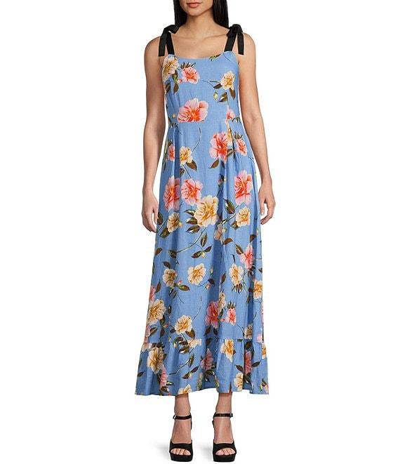 GB Floral Print Grosgrain Tie Maxi Dress Product Image