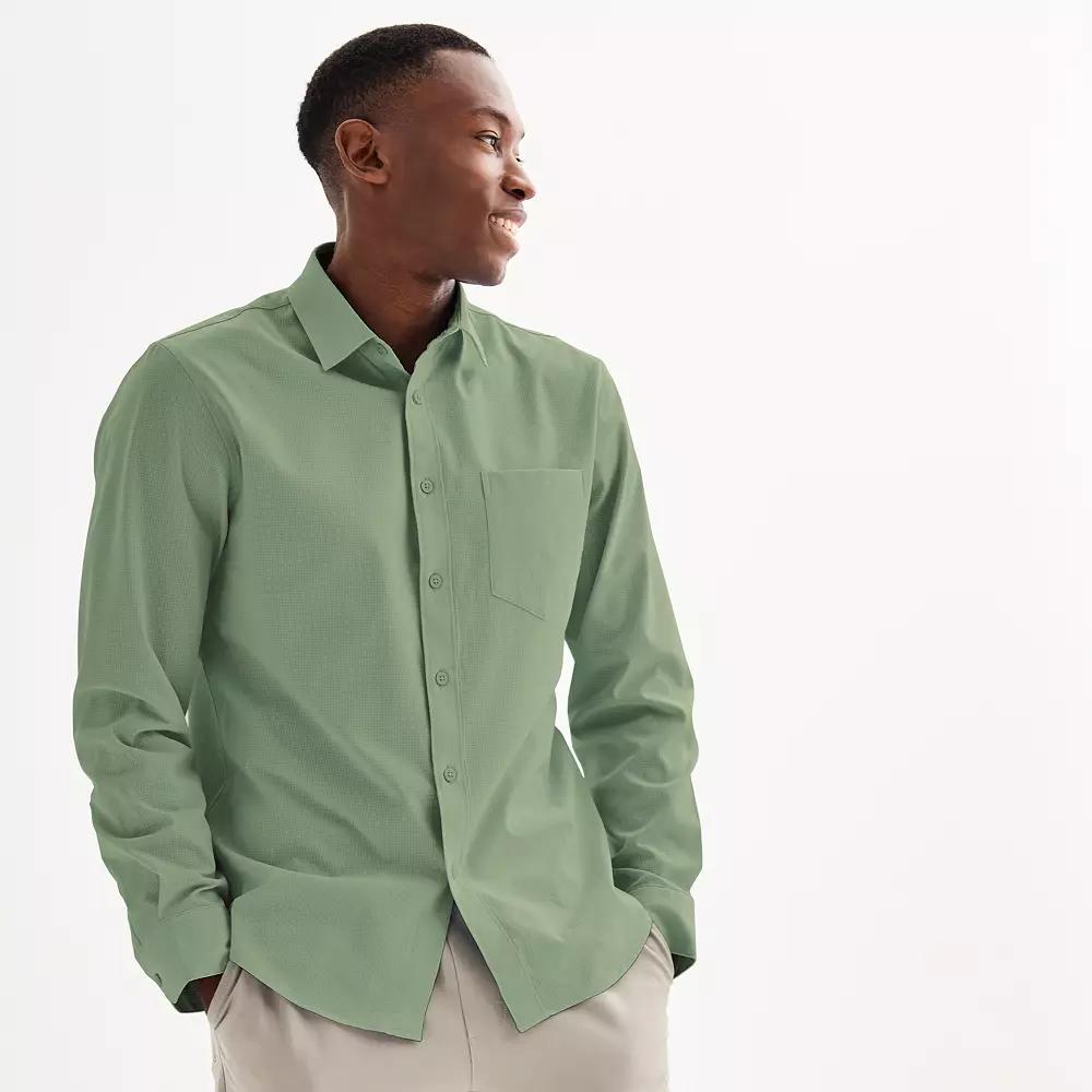 Men's FLX Slim Performance Untucked-Fit Button Down Long Sleeve Shirt,  Product Image