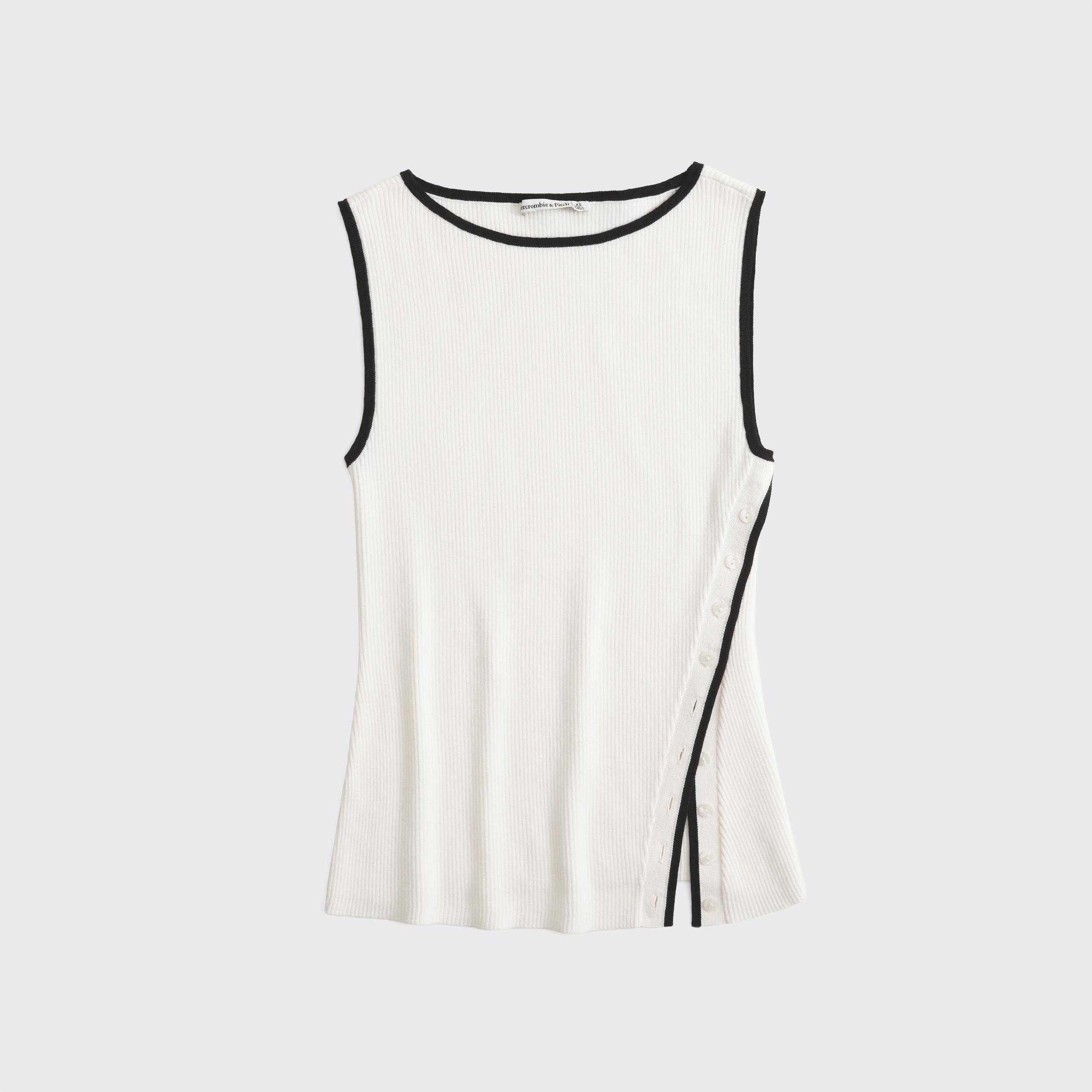 Asymmetrical Button Sweater Tank Product Image