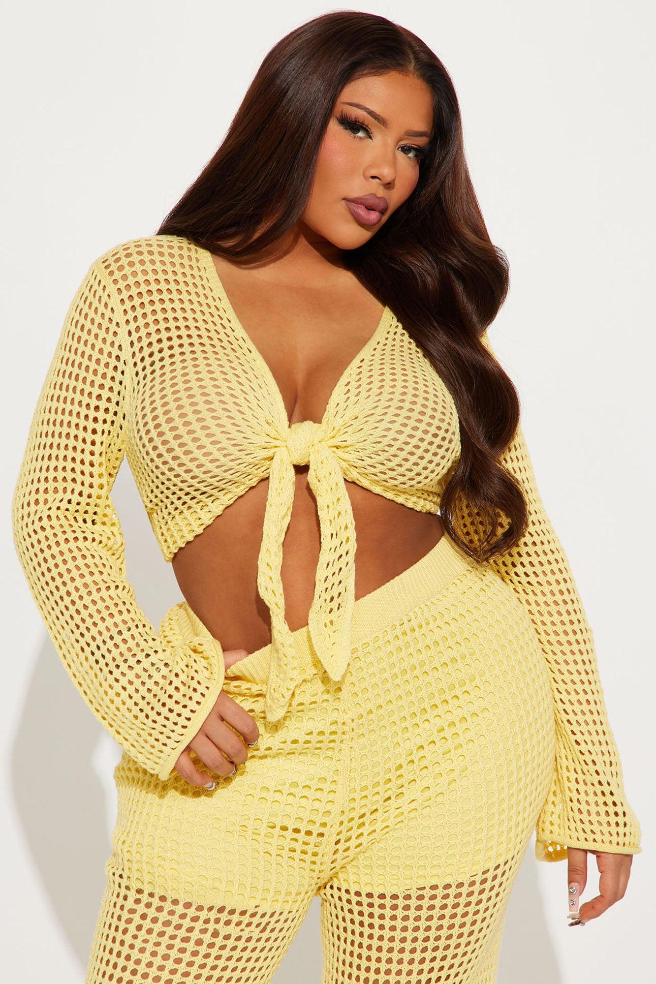 Annalee Crochet Pant Set - Yellow Product Image