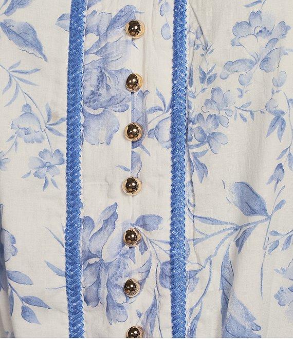 J.Marie Chloe Mock Neck Long Sleeve Tie Ruffle A-Line Dress Product Image