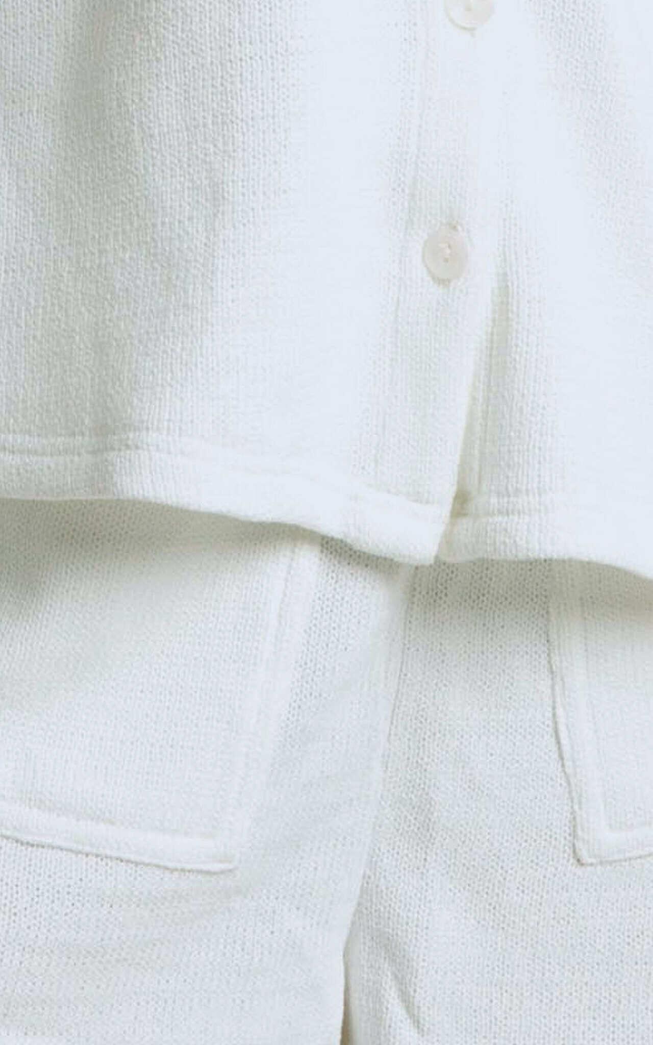 Kahlani Two Piece Set - Collared Short Sleeve and High Waisted Shorts in White Product Image