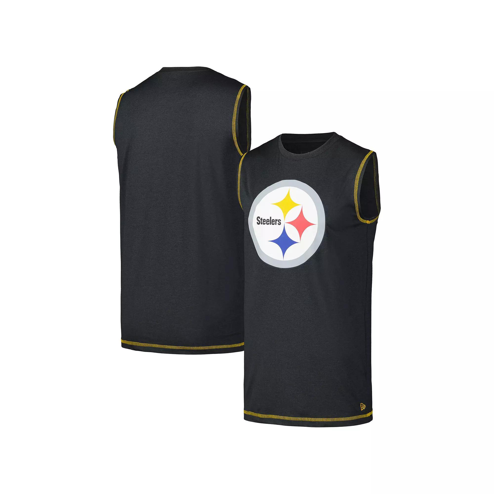 Men's New Era Black Pittsburgh Steelers Tank Top,  Product Image