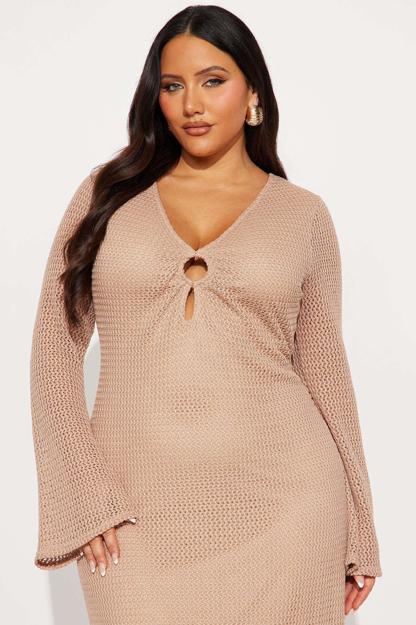 Find Me Poolside Crochet Maxi Dress - Mocha Female Product Image