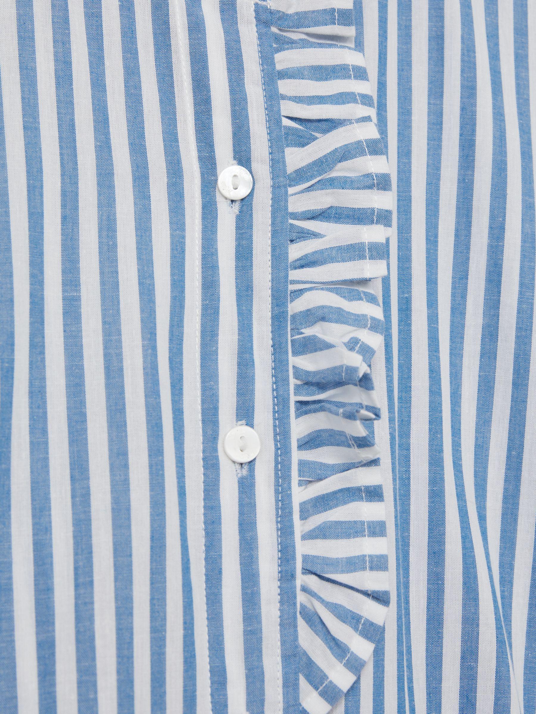 Mille 100% Cotton Striped Tiered Mini Dress in Blue Stripe Product Image